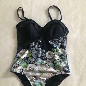 Vintage floral one piece bathing suit
